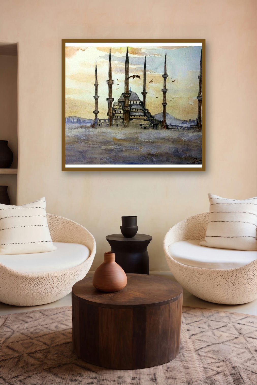 Hagia Sophia Instanbul Turkey (Sultan Ahmed Mosque at Dawn) by artist Arunava Ray displayed in a Indian Art gallery