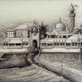 Cityscape ink drawing titled 'Haji Ali Darga', 22x32 inches, by artist Aman A on Canvas
