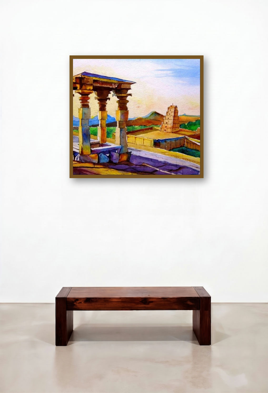 Hampi (Echoes of Glory) by artist Chetan Agrawal displayed in a Contemporary Reception Area