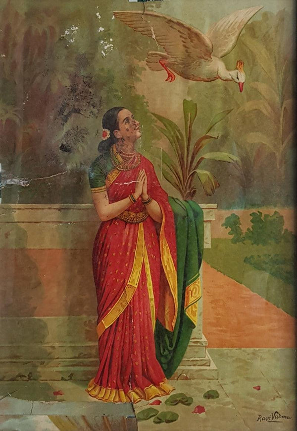 Hamsa Damayanthi Painting by Raja Ravi Varma | ArtZolo.com