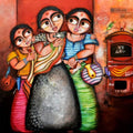 Handwritten Words' figurative acrylic painting by artist Sharmi Dey, 30x30 inch, on canvas