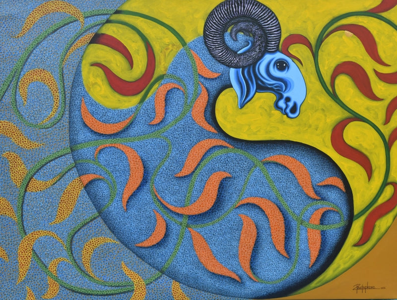Hansraj 1' animals acrylic painting by artist Pratap Kore, 36x48 inch, on canvas