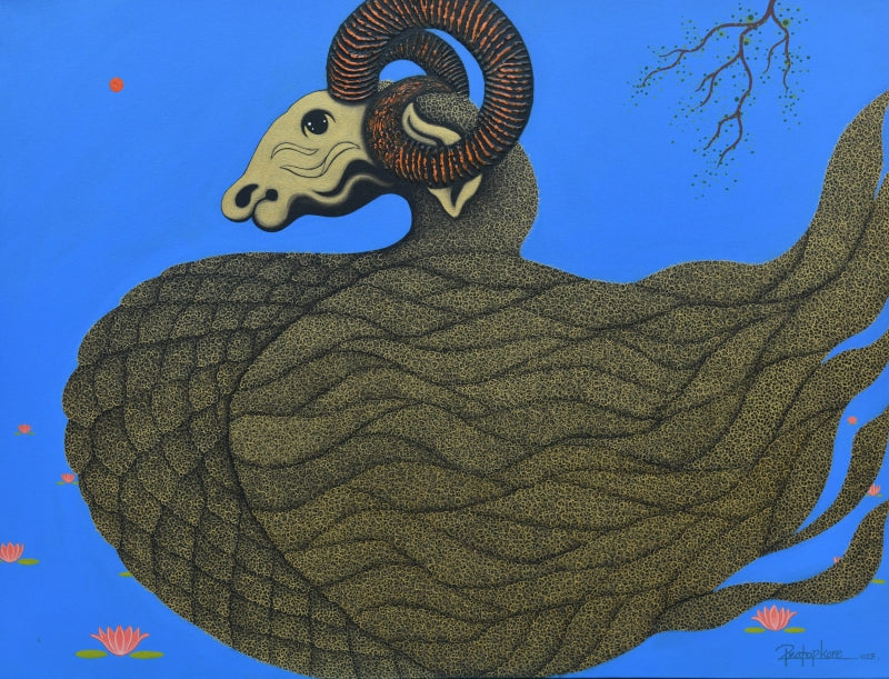 Hansraj 2' animals acrylic painting by artist Pratap Kore, 36x48 inch, on canvas
