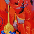 Hanuman' religious acrylic painting by artist Rajesh Shah, 48x24 inch, on canvas