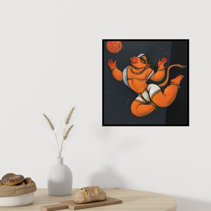 In-situ view of Ramesh Gujar's 'Hanuman (Reaching for the Sun)' painting in a room