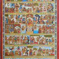Hanuman Chalisa 2' religious phad traditional Art by artist Abhishek Joshi, 48x30 inch, on handmade cotton canvas