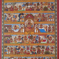 Hanuman Chalisa' religious phad traditional Art by artist Abhishek Joshi, 60x48 inch, on handmade cotton canvas