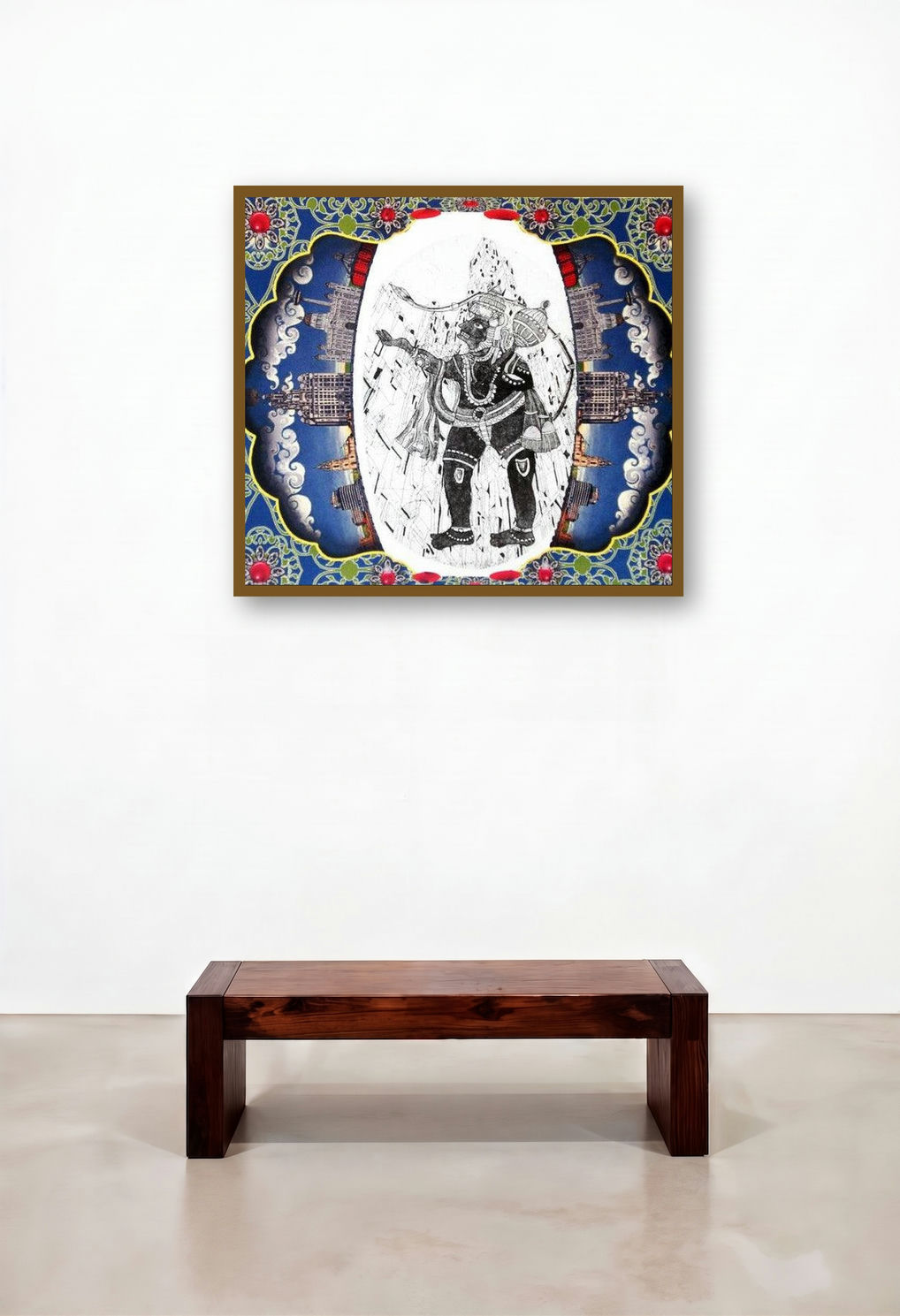 Hanuman1 by artist Amit Lodh displayed in a Industrial Family Room