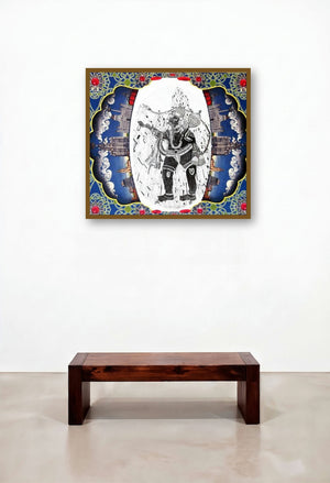 Hanuman1 by artist Amit Lodh displayed in a Industrial Family Room