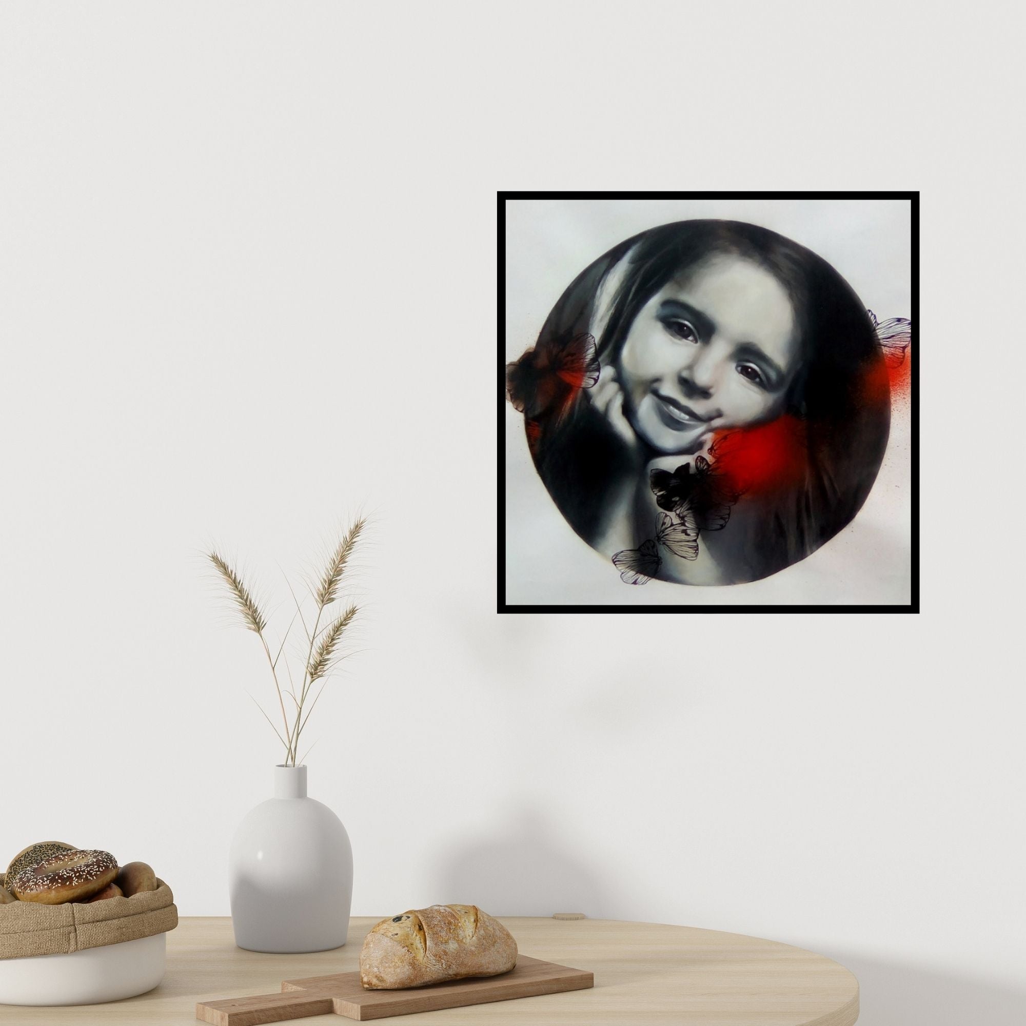 In-situ view of Mithun Dutta's 'Happiness' painting in a room