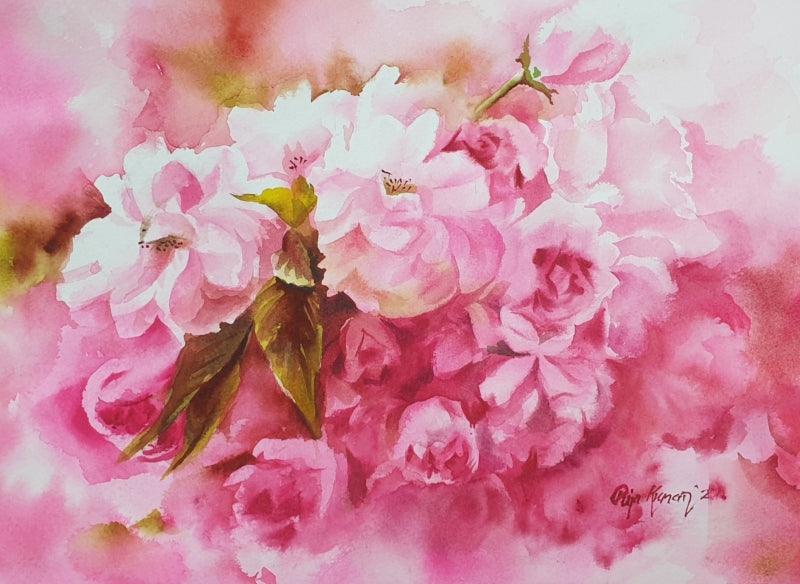 Nature watercolor painting titled 'Happiness', 11x15 inches, by artist Puja Kumar on Paper