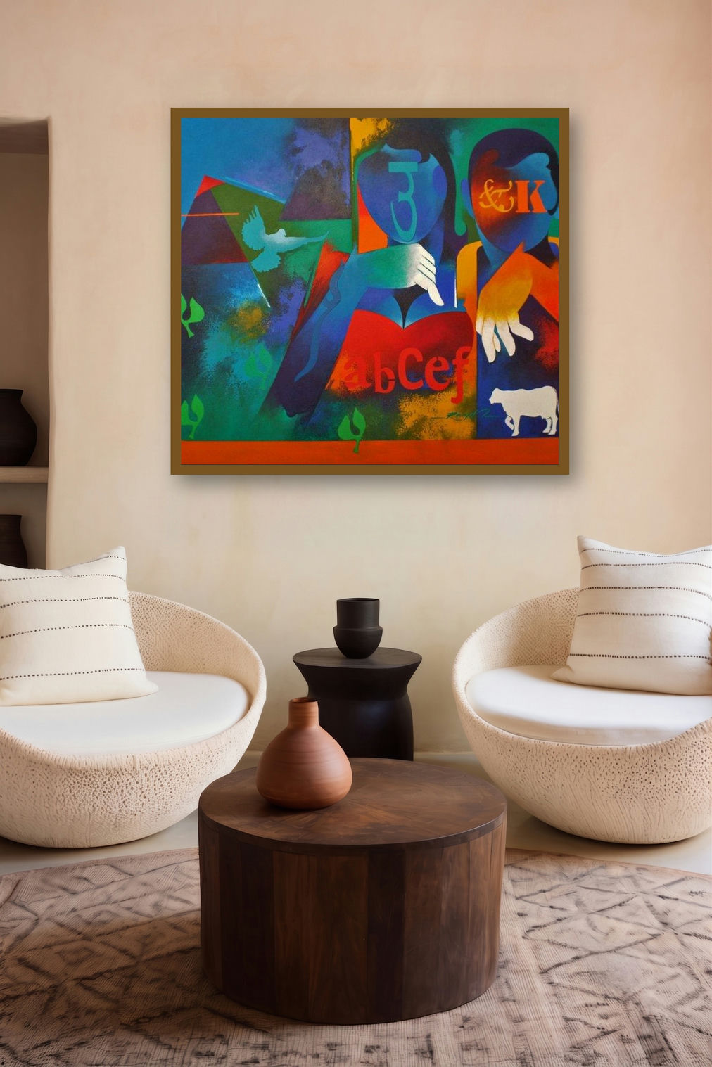 Happy Couple 2 (Dialogue of Colors) by artist Ranjit Singh displayed in a Designer gallery