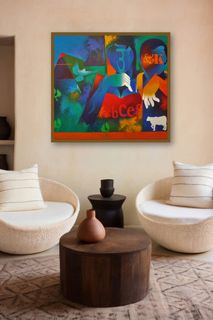 Happy Couple 2 (Dialogue of Colors) by artist Ranjit Singh displayed in a Designer gallery