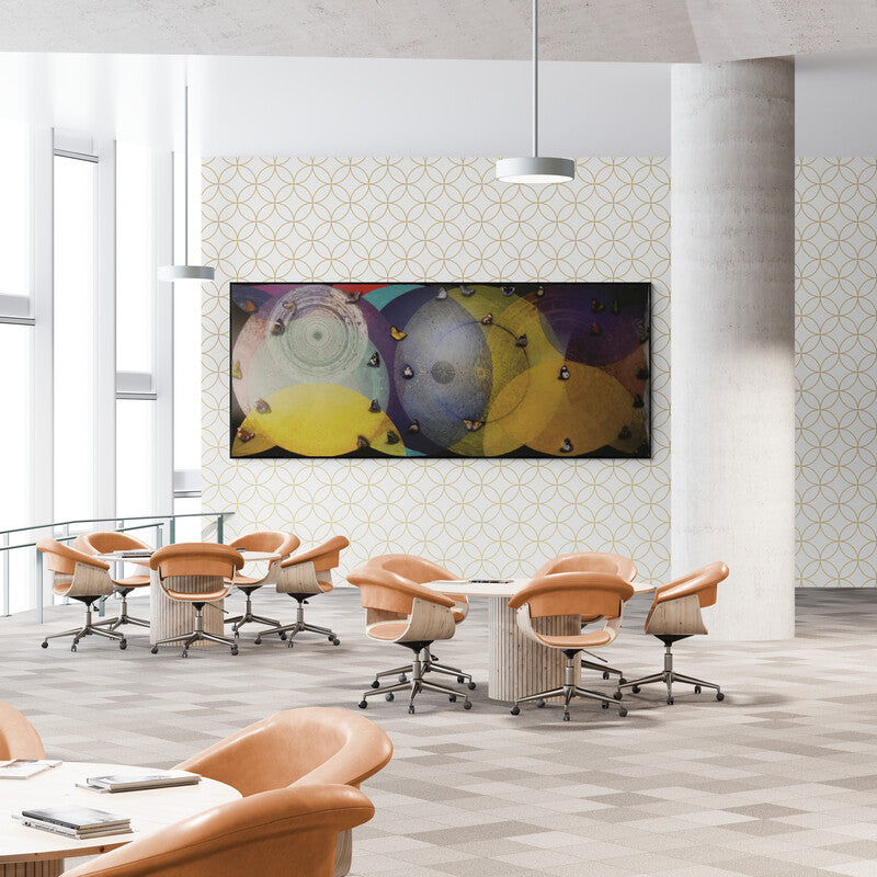 In-situ view of Ghanshyam Gupta's 'Happy Vibration 2 (A Dance of Transformation)' painting in a room