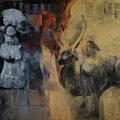 Figurative acrylic painting titled 'Harappa 2', 36x60 inches, by artist Farukh Nadaf on Canvas