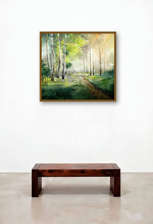 Harmoney With Nature (Sunlit Sanctuary) by artist Jitendra Sule displayed in a Coastal Reception Area