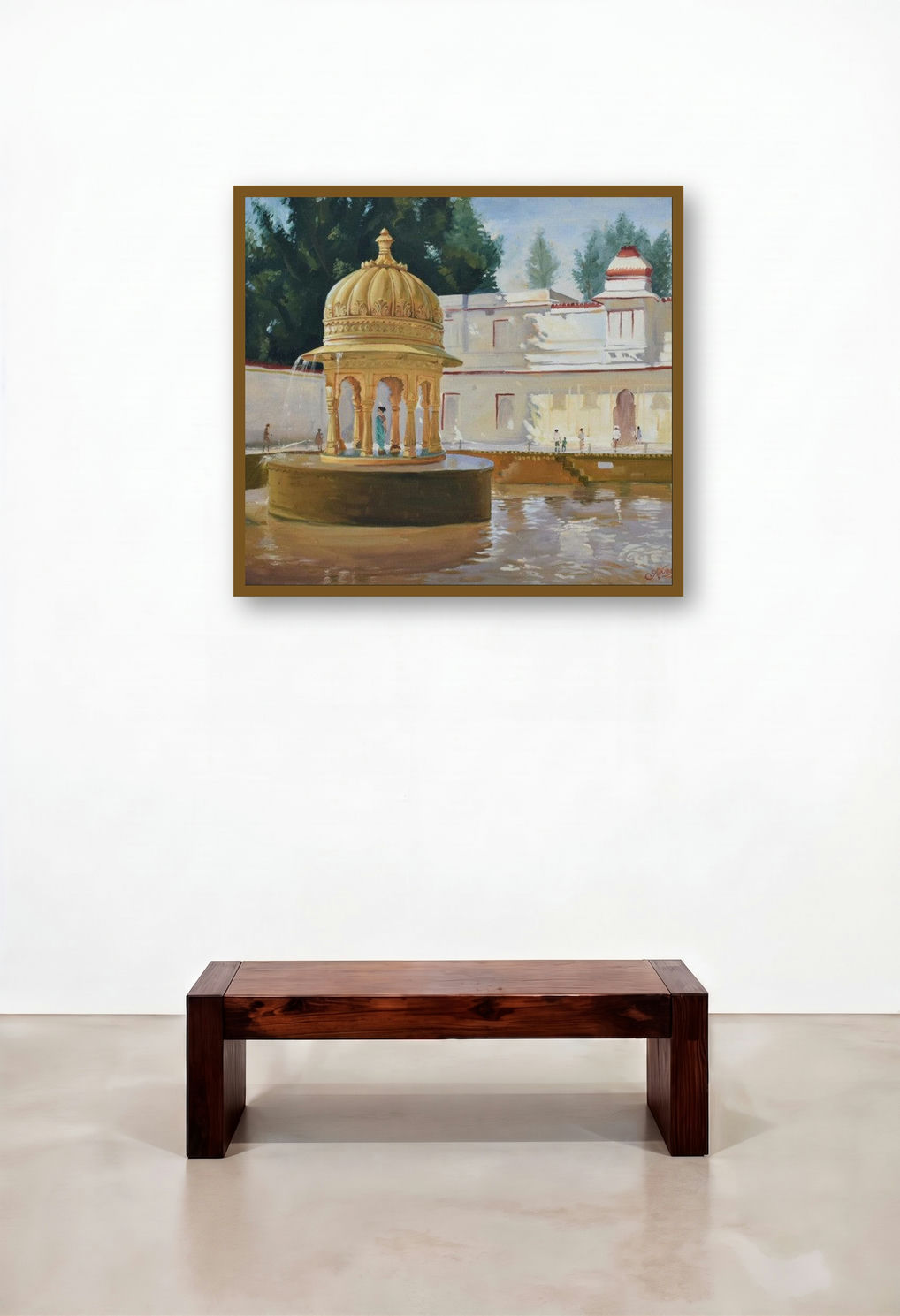 Harmonious Cenotaph (Golden Pavilion) by artist Ambadas Nagpure displayed in a Eclectic Hotel Suite