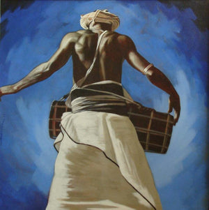 Harmony 1 (Rhythm in Motion) by Prasad Kulkarni, Original Acrylic Figurative Painting on Canvas, Medium Square Wall Art