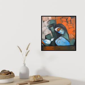 In-situ view of Deepa Vedpathak's 'Harmony 5 (Whispers of Love)' painting in a room