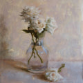 Harmony In White' still-life oil painting by artist Rohan Daithankar, 12x10 inch, on linen