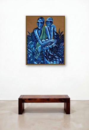 He And She (Bound by artist Nature) by artist Ranjith Raghupathy displayed in a Transitional Family Room
