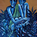 Figurative acrylic painting titled 'He And She', 42x30 inches, by artist Ranjith Raghupathy on Canvas