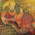 Healing In The Dream' contemporary mixed-media painting by artist Rasana Bhardwaj, 18x24 inch, on canvas