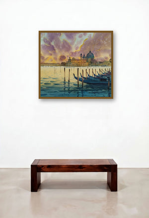 Heaven On Earth Venice (Twilight on the Grand Canal) by artist Abhijit Jadhav displayed in a Traditional Executive Office