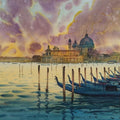 Seascape watercolor painting titled 'Heaven On Earth Venice', 24x30 inches, by artist Abhijit Jadhav on Paper