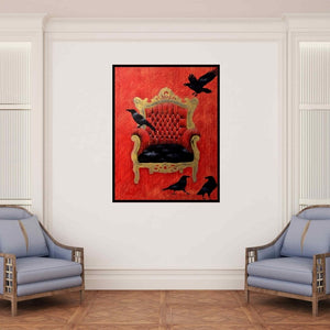 In-situ view of T Raju Gopalarao's 'Hegemony' painting in a room