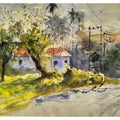 Landscape watercolor painting titled 'Hello', 20x14 inches, by artist Soven Roy on Handmade paper