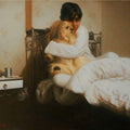 Animals oil painting titled 'Her Pet', 26x24 inches, by artist Anupam Halder on Canvas