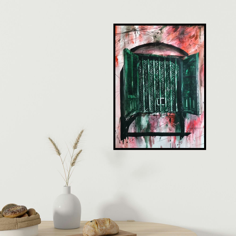 Vivek Kumavat's 'Nandi (A Glimpse of Time**)' painting visualized above a sofa in a contemporary room.