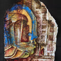 Cubist mixed media painting titled 'Heritage Love 2', 18x12 inches, by artist Rajesh Yadav on Canvas