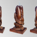 Figurative sculpture titled 'Hidden In My Life 5', 28x15x16 inches, by artist Dharam Netam on Wood, Metal