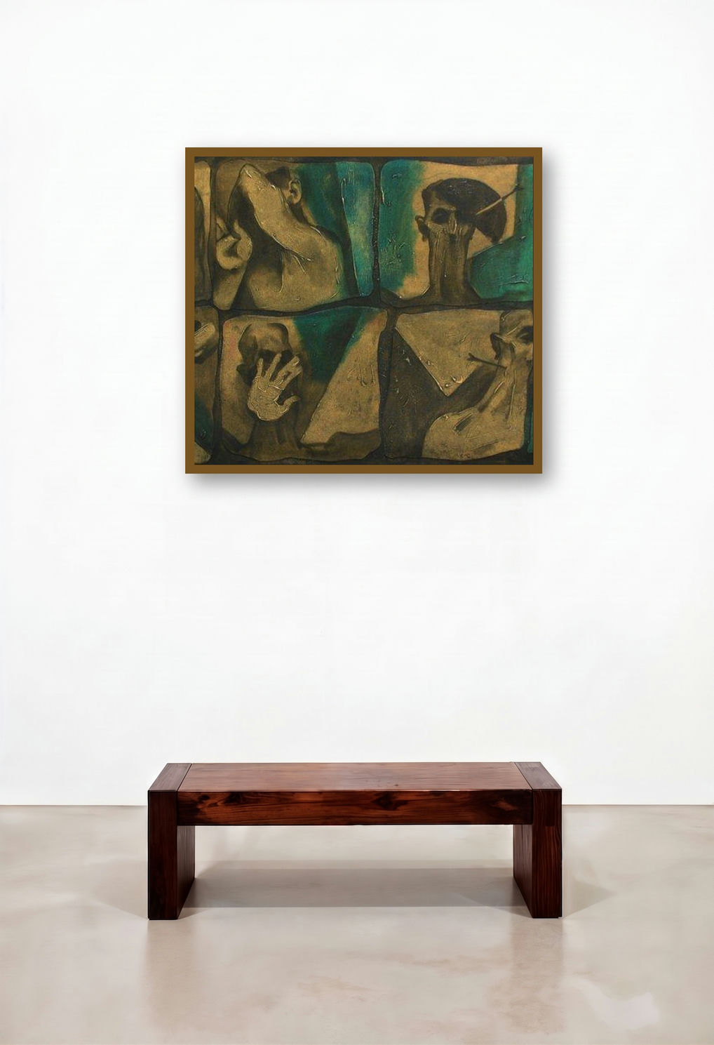 Hiding Faces (Fragments of Self) by artist Akashay Avsare displayed in a Art Deco Lounge