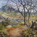 Hill Side' landscape watercolor painting by artist Manohar Raja, 12x17 inch, on paper