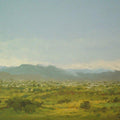 Landscape oil painting titled 'Hill view', 18x14 inches, by artist Fareed Ahmed on Canvas Board