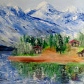 Landscape oil painting titled 'Himalayas', 21x23 inches, by artist Kiran Bableshwar on Canvas