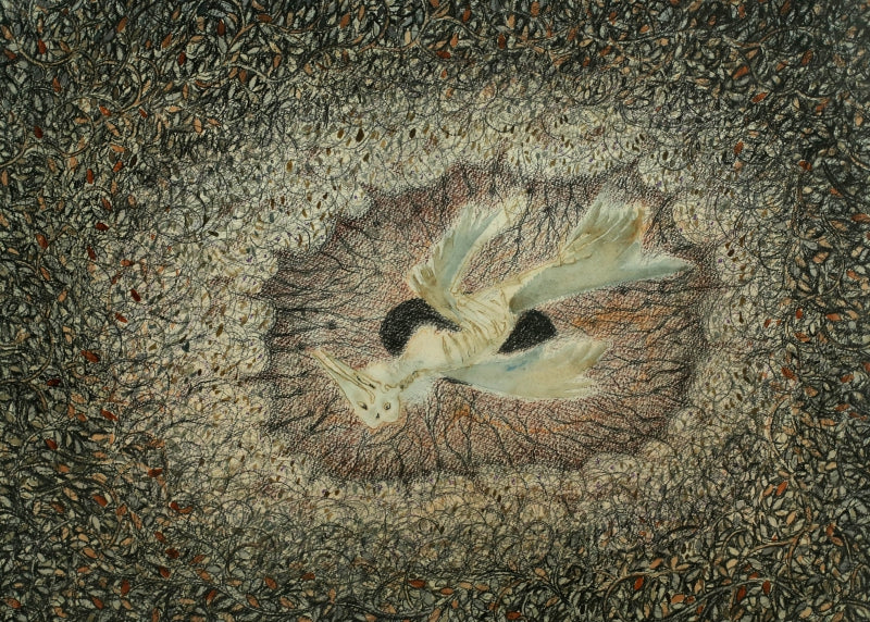 His Greed Was His Undoing 1' contemporary mixed-media painting by artist Sajith Puthukkalavattom, 12x17 inch, on paper