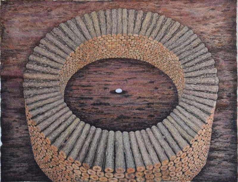 His Greed Was His Undoing 12' contemporary mixed-media painting by artist Sajith Puthukkalavattom, 48x60 inch, on canvas