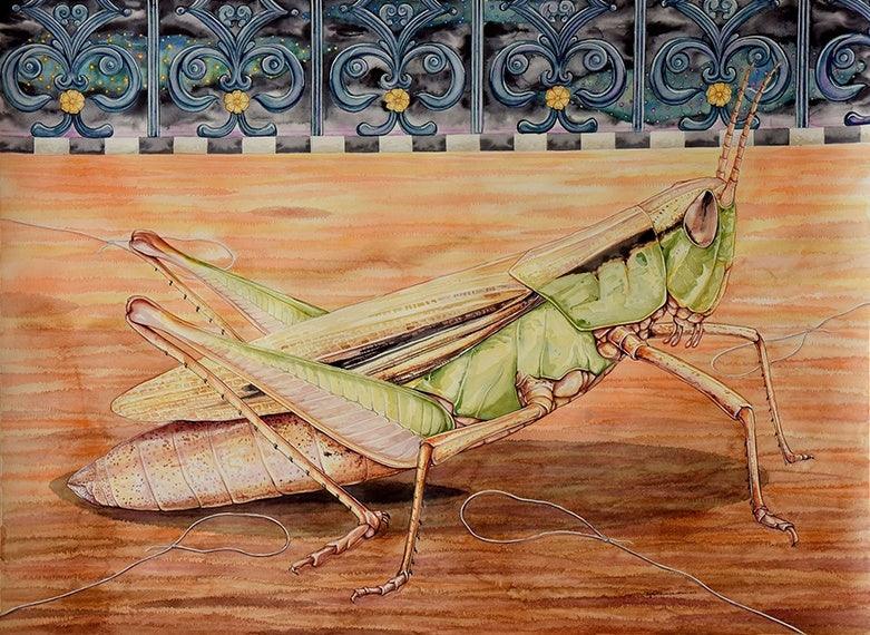 Animals watercolor painting titled 'His Greed Was His Undoing Series 2', 39x29 inches, by artist Sajith Puthukkalavattom on paper