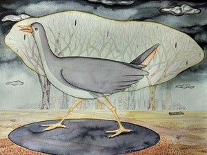 His Greed Was His Undoing Series 8 (His Greed Was His Undoing (Series 8)) by Sajith Puthukkalavattom, Original Watercolor Animal Painting on Paper, Small Horizontal Wall Art