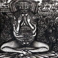 Figurative printmaking titled 'His Magical World 7', 20x40 inches, by artist Sushanta Guha on Paper