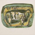 Historic 2' contemporary viscosity printmaking by artist Ankit Kushwaha, 13x15 inch, on paper