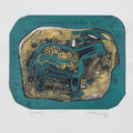 Historic 3' contemporary viscosity printmaking by artist Ankit Kushwaha, 13x15 inch, on paper