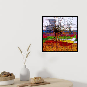 In-situ view of Santanu Dhar's 'Holi1 (Chromatic Web)' painting in a room