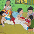Figurative acrylic painting titled 'Holiday Safari', 42x54 inches, by artist Seema Kamble on Canvas