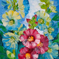 Hollyhocks 11' nature oil painting by artist Swati Kale, 18x14 inch, on canvas