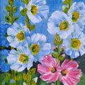 'Hollyhocks 2' nature oil painting by artist Swati Kale, 18x14 inch, on canvas